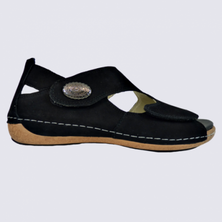 Chaussures semi ouverte Waldlaufer en cuir nubuck noir