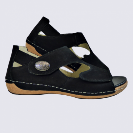 Chaussures semi ouverte Waldlaufer en cuir nubuck noir