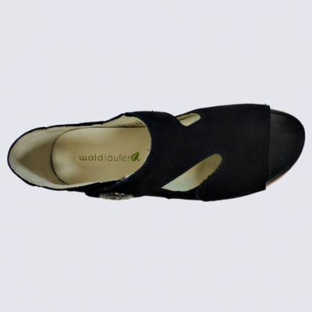 Chaussures semi ouverte Waldlaufer en cuir nubuck noir