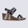 Sandale compensée femme Mephisto en cuir argenté Sandale compensée femme Mephisto en cuir argenté