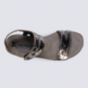 Sandale compensée femme Mephisto en cuir argenté Sandale compensée femme Mephisto en cuir argenté
