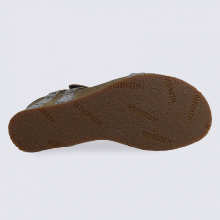 Sandale compensée femme Mephisto en cuir argenté Sandale compensée femme Mephisto en cuir argenté
