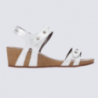 Sandale compensée femme Mephisto en cuir blanc argenté Sandale compensée femme Mephisto en cuir blanc argenté