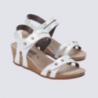 Sandale compensée femme Mephisto en cuir blanc argenté Sandale compensée femme Mephisto en cuir blanc argenté