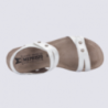 Sandale compensée femme Mephisto en cuir blanc argenté Sandale compensée femme Mephisto en cuir blanc argenté