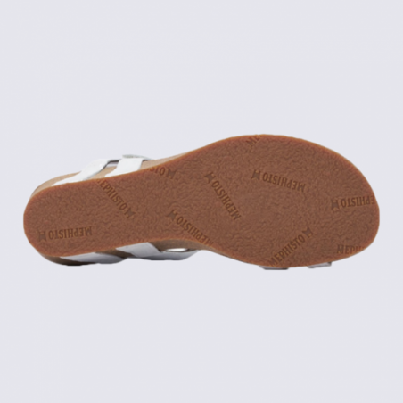 Sandale compensée femme Mephisto en cuir blanc argenté Sandale compensée femme Mephisto en cuir blanc argenté