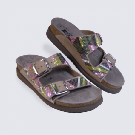 Mules pour femme Mephisto en cuir multicolore Mules pour femme Mephisto en cuir multicolore