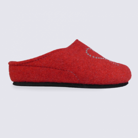 Chaussons Ara en feutre rouge motif coeur en strass