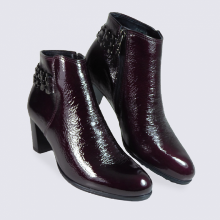 Bottines Ara en cuir vernis bordeaux tendance