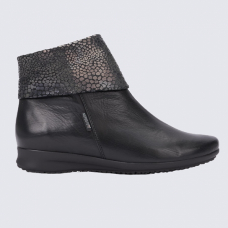 Bottines tendance pour femme Mephisto en cuir noir et argent