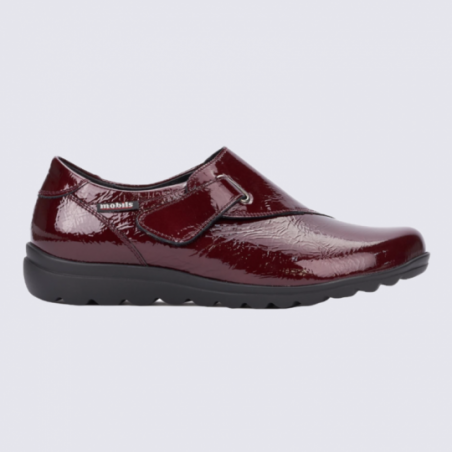 Chaussures à velcro pour femme Mephisto en cuir vernis bordeaux