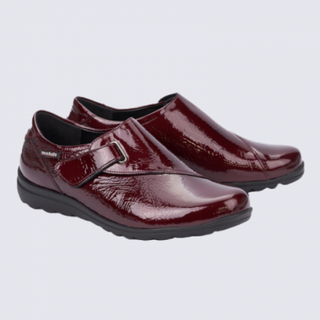 Chaussures à velcro pour femme Mephisto en cuir vernis bordeaux