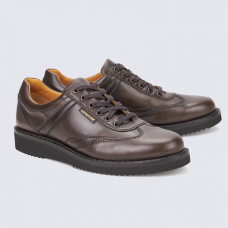 Sneaker à lacets pour homme en cuir marron