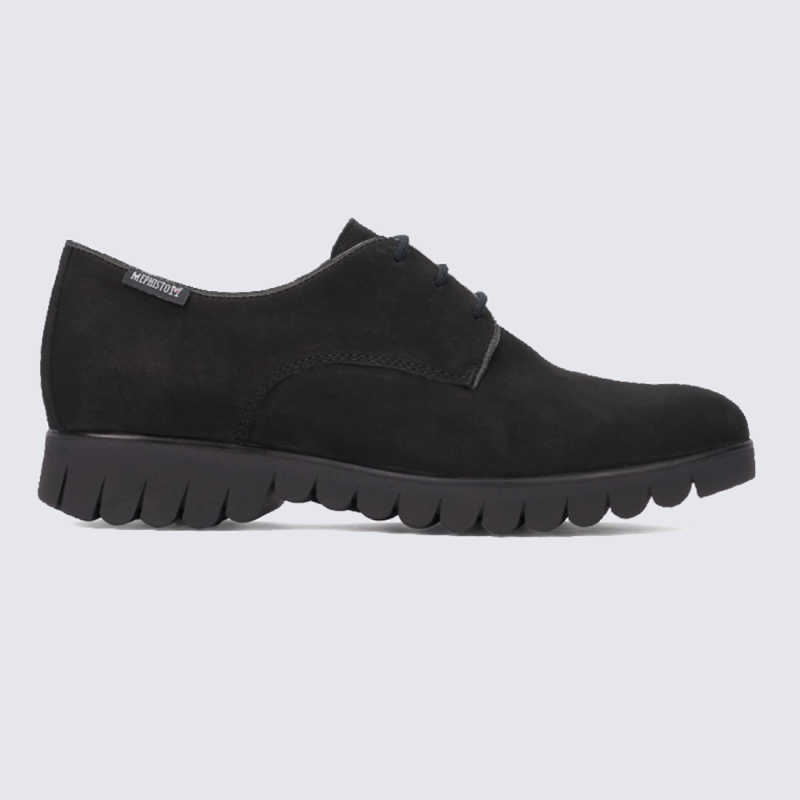 Derby pour femme Mephisto en cuir nubuck noir I Igert Chausseur Maroquinier Dannemarie