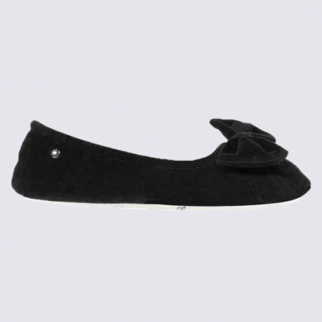 Chaussons ballerines Isotoner en coton velours noir