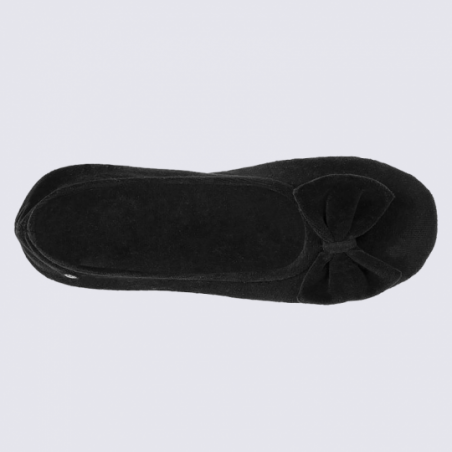 Chaussons ballerines Isotoner en coton velours noir