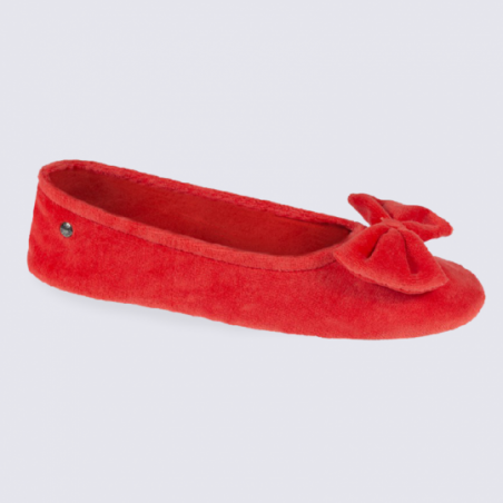 Chaussons ballerines Isotoner en coton velours orange