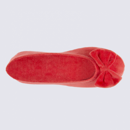 Chaussons ballerines Isotoner en coton velours orange