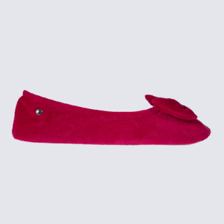 Chaussons ballerines Isotoner en coton velours rouge