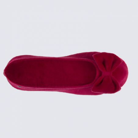 Chaussons ballerines Isotoner en coton velours rouge