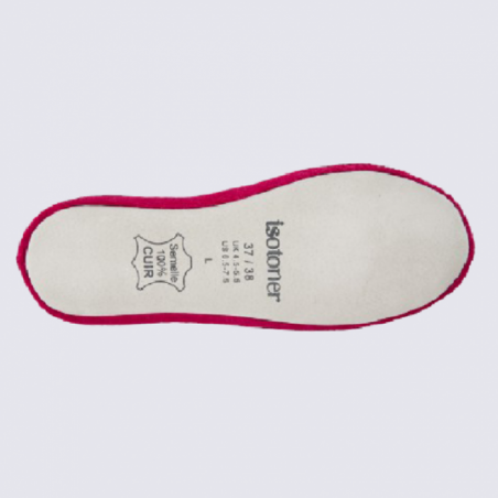 Chaussons ballerines Isotoner en coton velours rouge