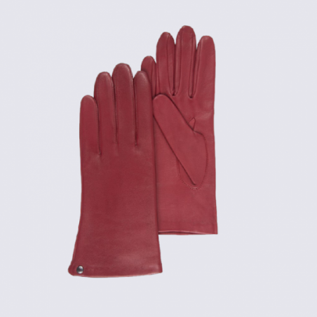 Gants pour femme Isotoner en cuir d'agneau pleine fleur rouge