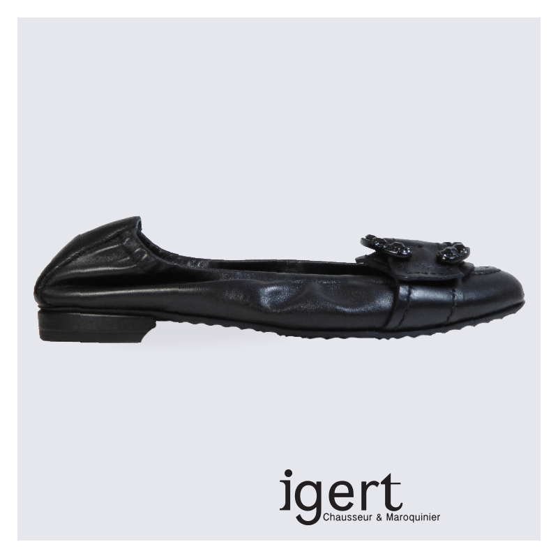 Ballerines à strass K&S en cuir noir