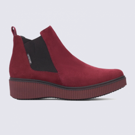 Bottines compensées Mephisto en cuir velours rouge