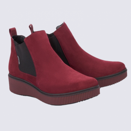 Bottines compensées Mephisto en cuir velours rouge