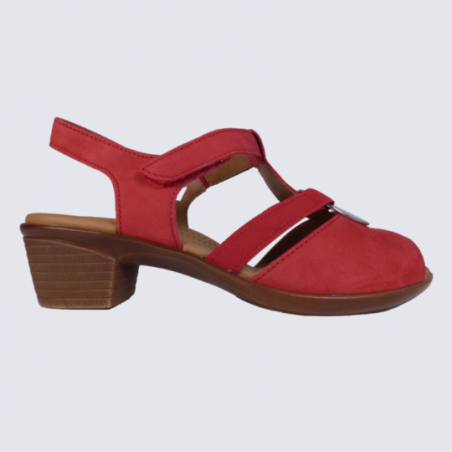 Sandales à petit talon Ara en cuir rouge confort