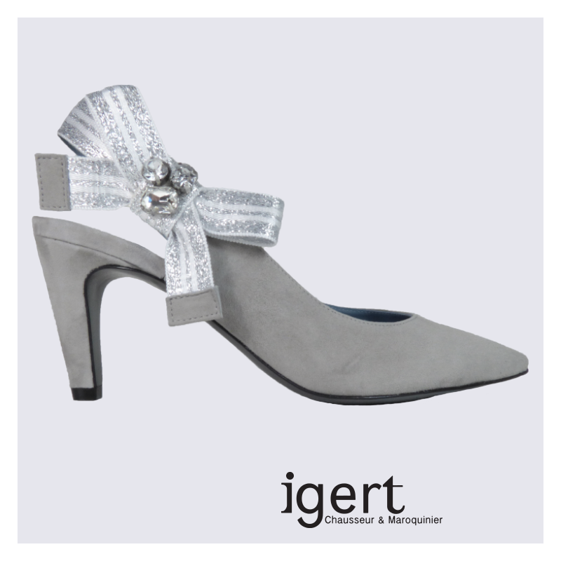 Escarpins en cuir gris  avec noeud tendance K&S