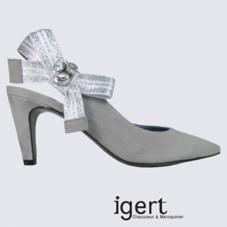 Escarpins en cuir gris  avec noeud tendance K&S