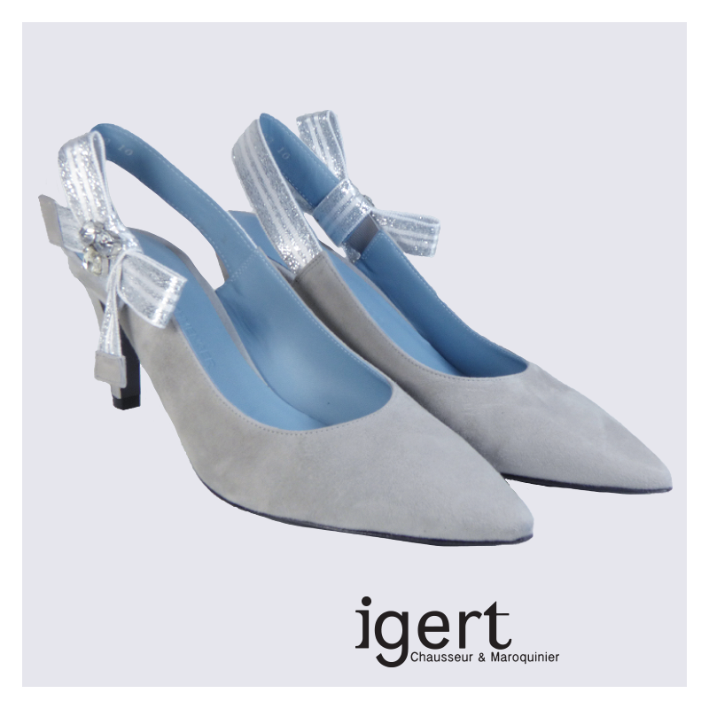 Escarpins en cuir gris  avec noeud tendance K&S