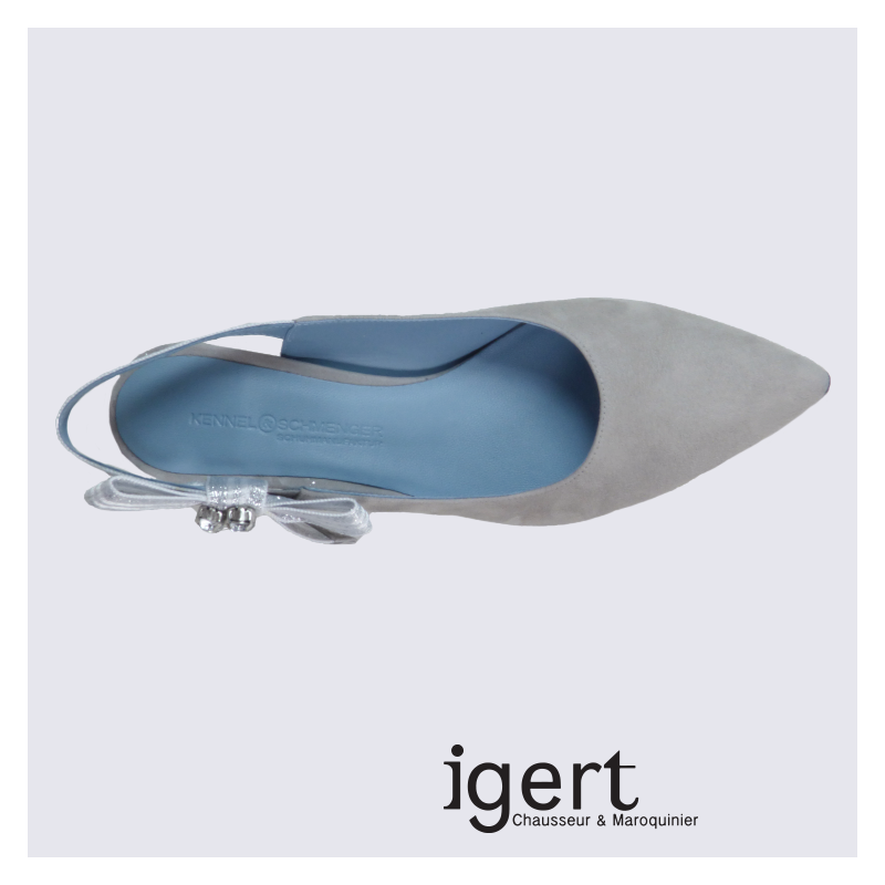 Escarpins en cuir gris  avec noeud tendance K&S