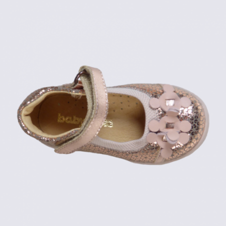 Ballerines fille Babybotte en cuir brillant rose clair