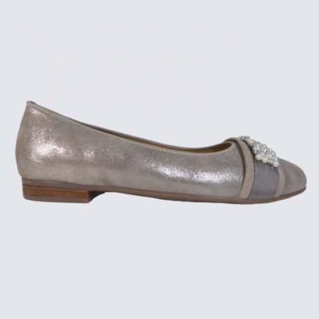 Ballerines avec perles Ara en cuir taupe