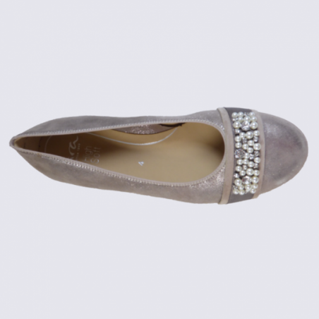 Ballerines avec perles Ara en cuir taupe