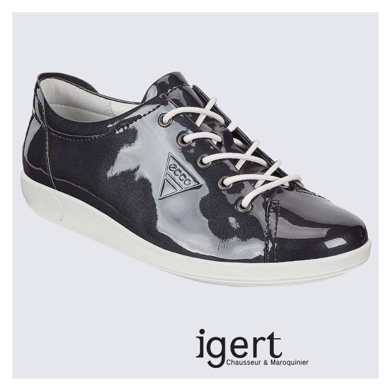 Baskets pour femme Ecco en cuir vernis bleu