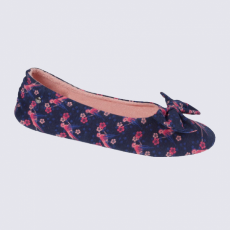 Chaussons ballerines Isotoner en coton velours à motif