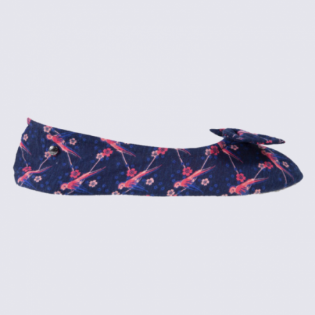 Chaussons ballerines Isotoner en coton velours à motif