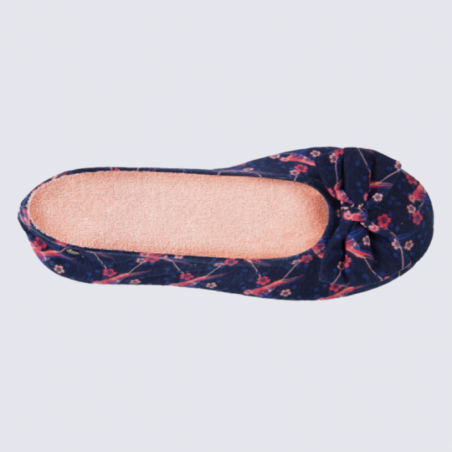 Chaussons ballerines Isotoner en coton velours à motif