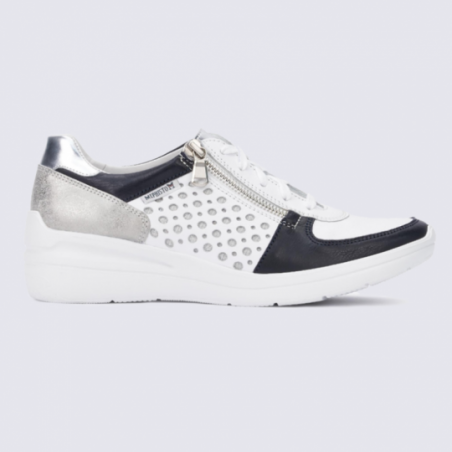 Baskets à zip femme Mephisto en cuir blanc et bleu Baskets à zip femme Mephisto en cuir blanc et bleu
