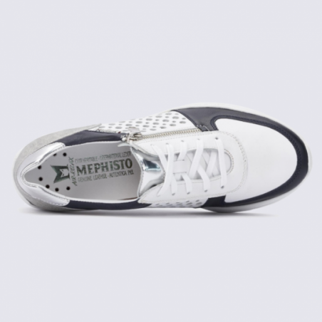 Baskets à zip femme Mephisto en cuir blanc et bleu Baskets à zip femme Mephisto en cuir blanc et bleu
