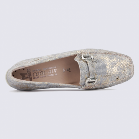 Mocassins en cuir Mephisto en cuir motif serpent gris clair