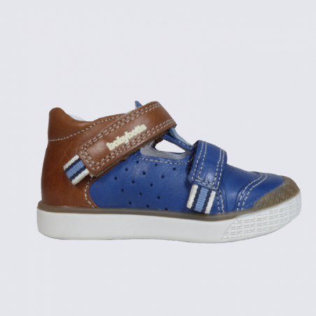 Chaussures d'été pour bébé Babybotte en cuir marron et bleu