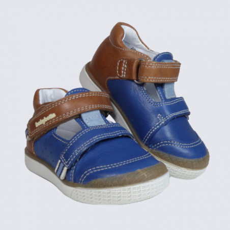 Chaussures d'été pour bébé Babybotte en cuir marron et bleu