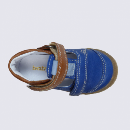 Chaussures d'été pour bébé Babybotte en cuir marron et bleu