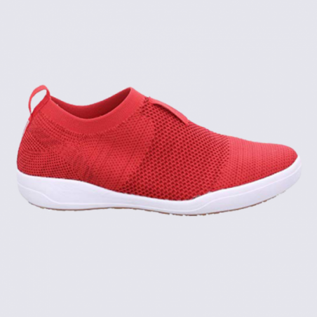 Baskets Josef Seibel, baskets slip-on confortables femme en textile rouge