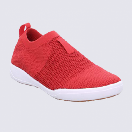 Baskets Josef Seibel, baskets slip-on confortables femme en textile rouge