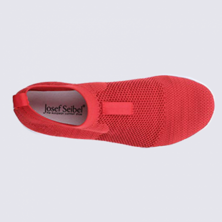Baskets Josef Seibel, baskets slip-on confortables femme en textile rouge